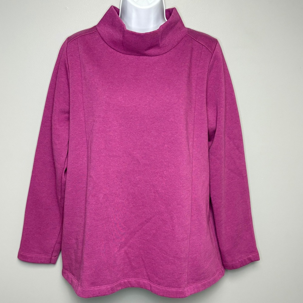 J. Jill Relaxed Fit Oversized Cozy Purple Mock Neck Pull Over Sweatshirt Sz M